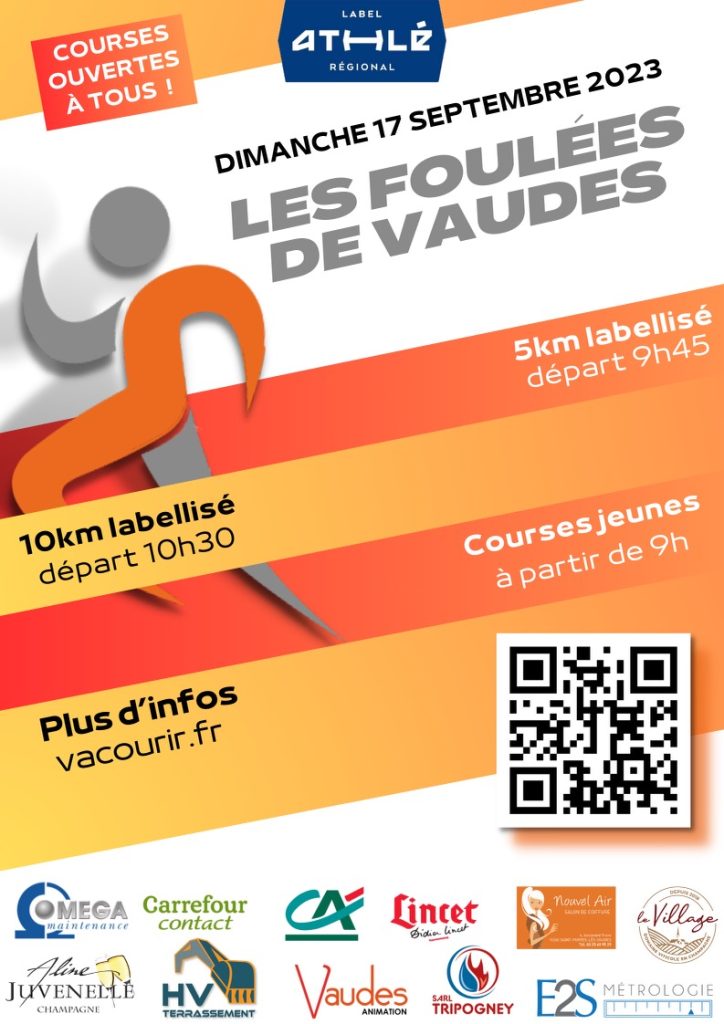 Affiche de la course du club de course à pied de Vaudes, les foulées de Vaudes